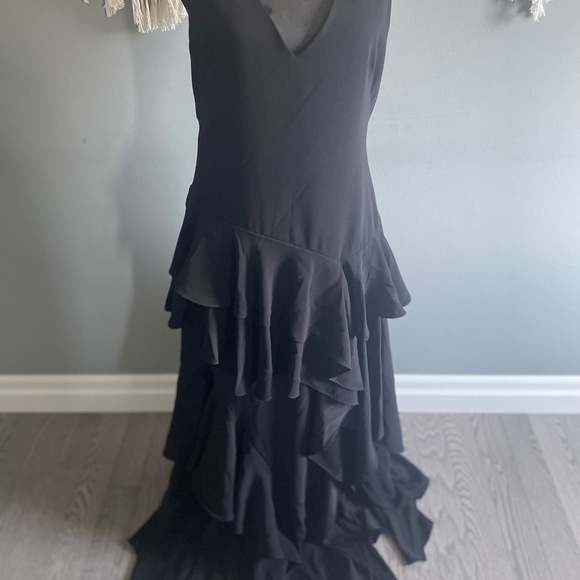 Halston Black Ruffle Maxi - Picture 2 of 9